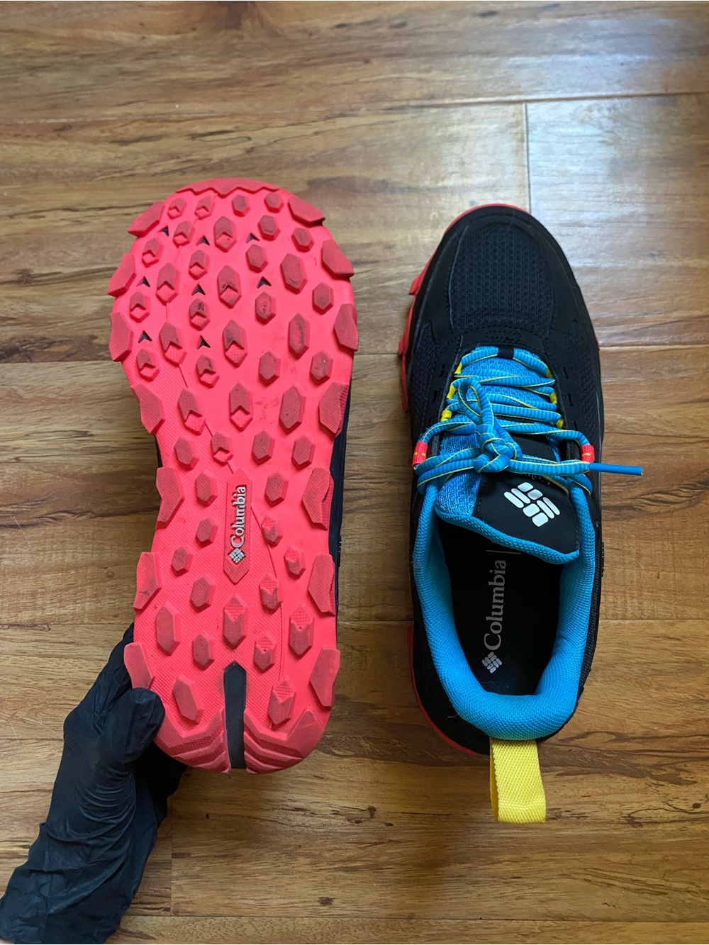 Columbia Women's Black Trail Sneakers with Pink, Blue & Yellow Accents